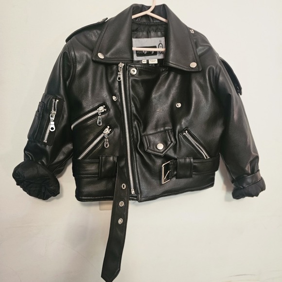 Innocence Toddler Leather Biker 4T Jacket Bomber Black Motorcycle Full Zip - Picture 1 of 14